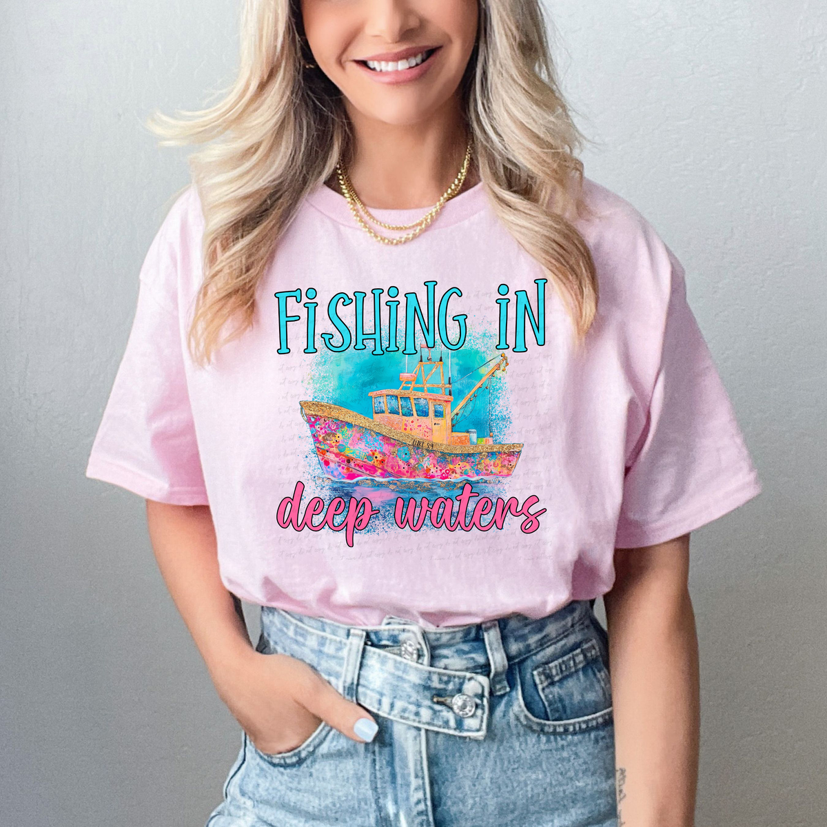 Fishing In Deep Waters Blue 108998 DTF transfer