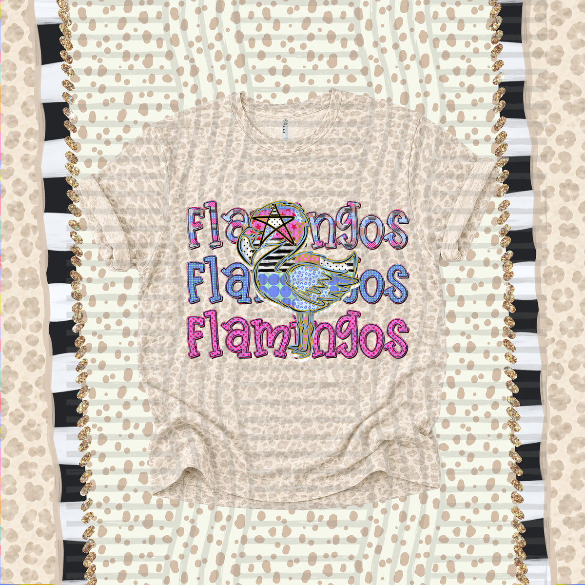 Flamingos-Dolly Doodle Print (Caplinger) DTF Transfer