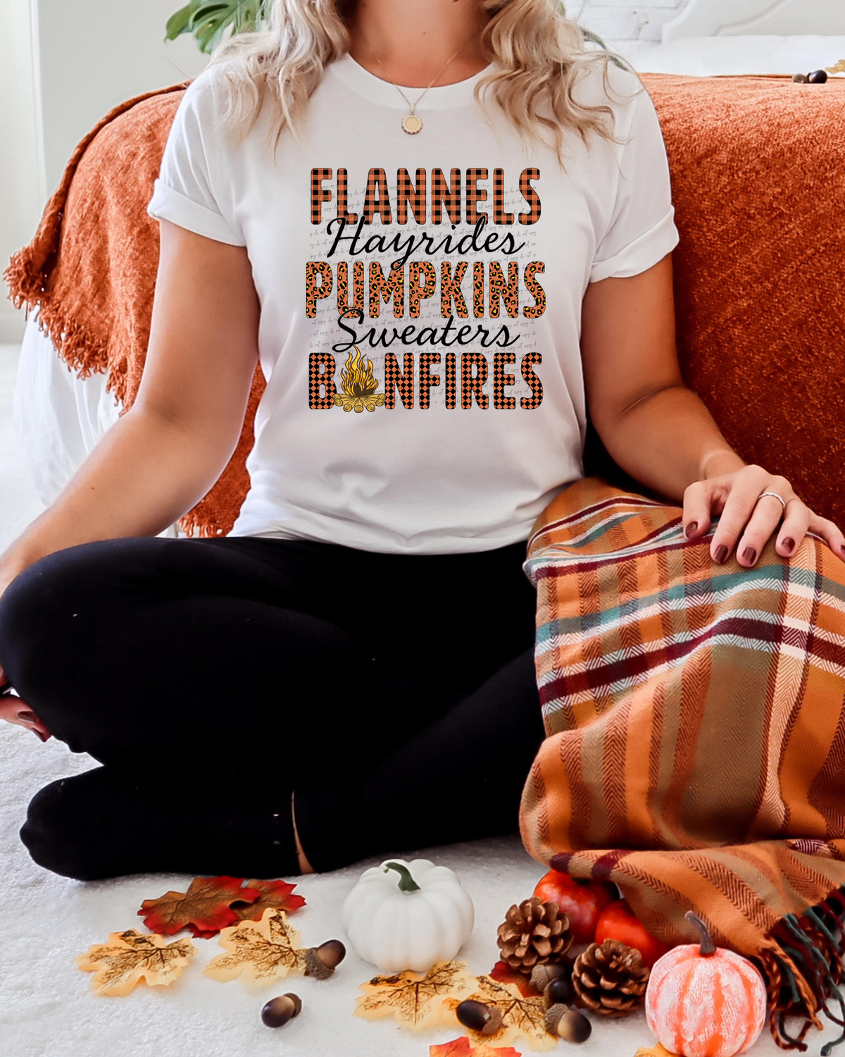 Flannels Hayrides Pumpkins Sweaters Bonfires 51581 DTF transfer