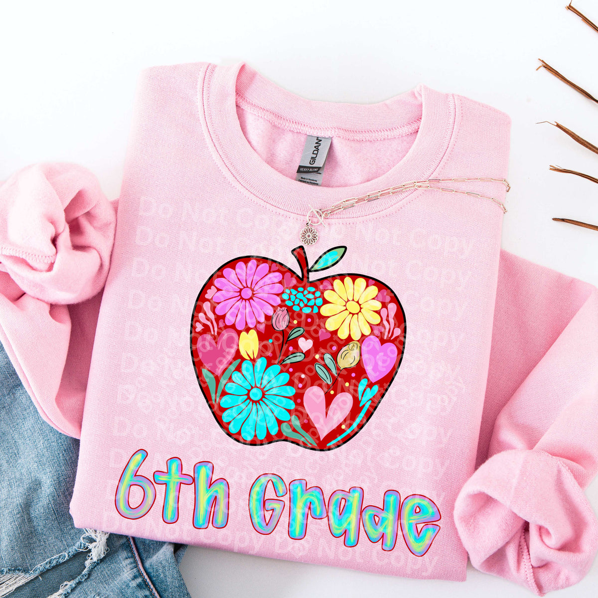 6th grade floral apple (Irene) DTF Transfer