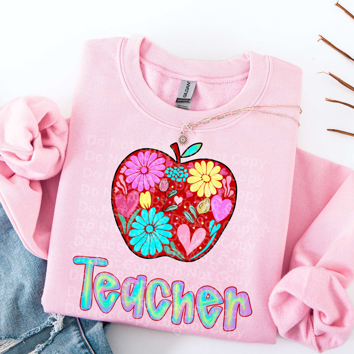 Teacher floral apple (Irene) DTF Transfer