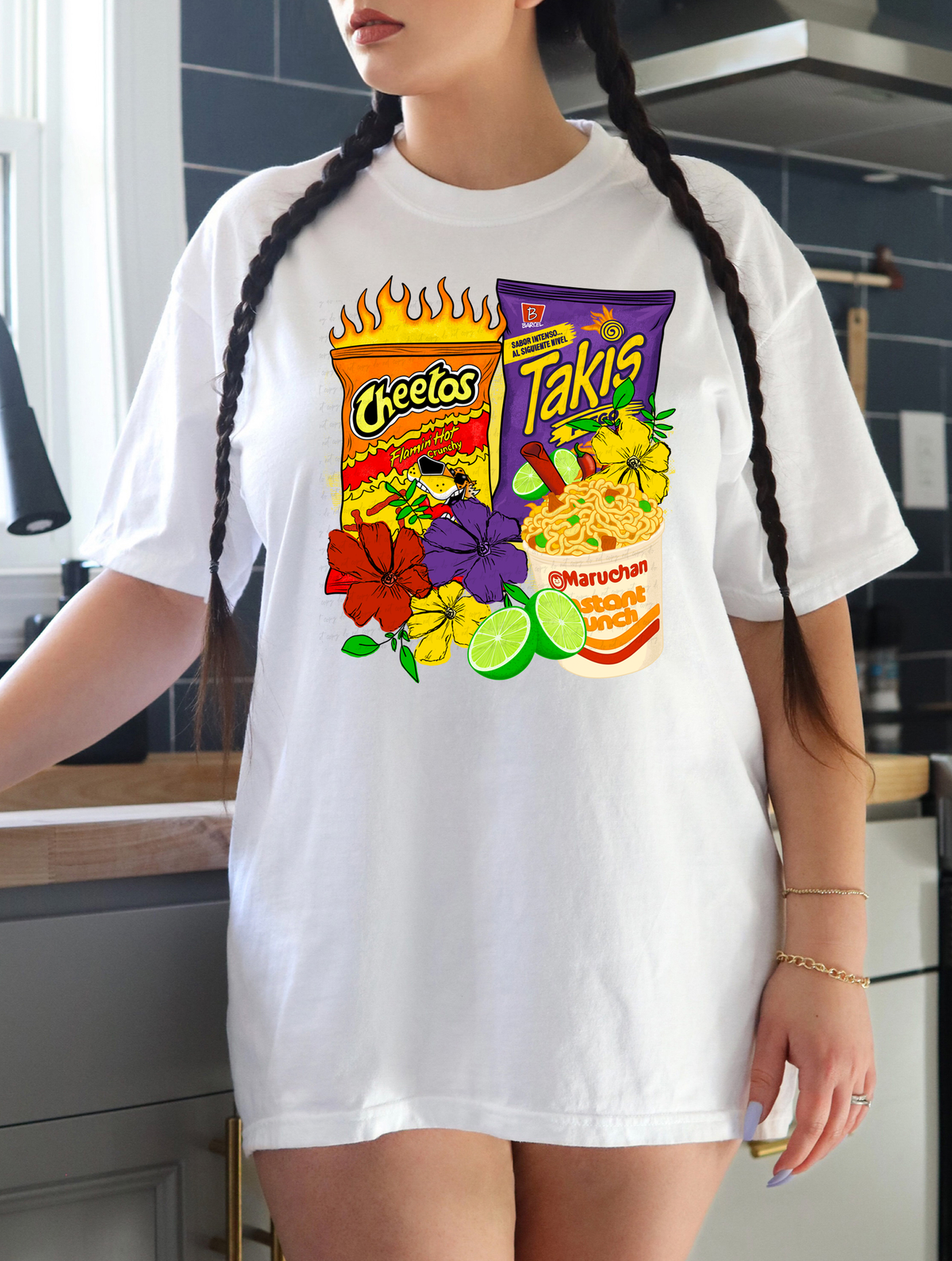 Floral Cup Noodles and Bag of  Chips 117549 DTF transfer