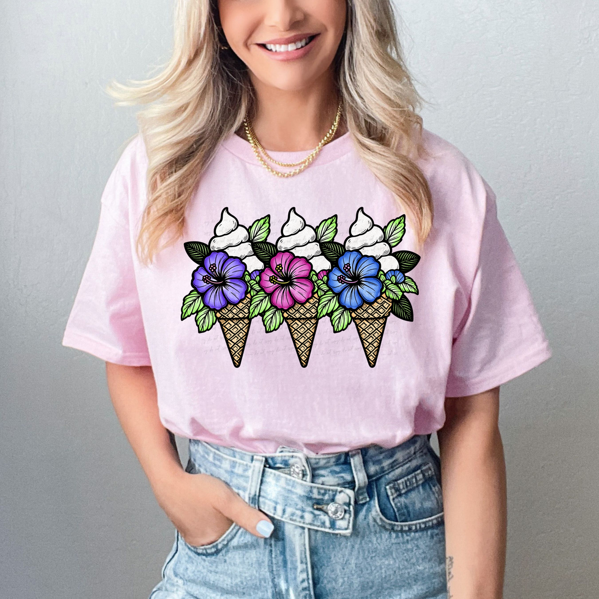 Floral Ice Cream Cone Trio 111470 DTF transfer