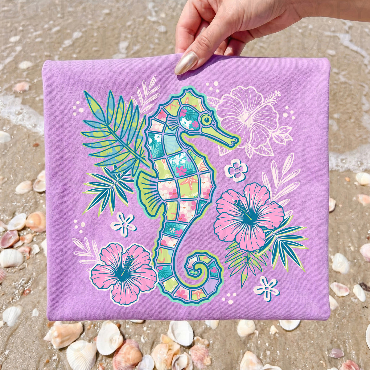 Floral seahorse (UAC) DTF Transfer