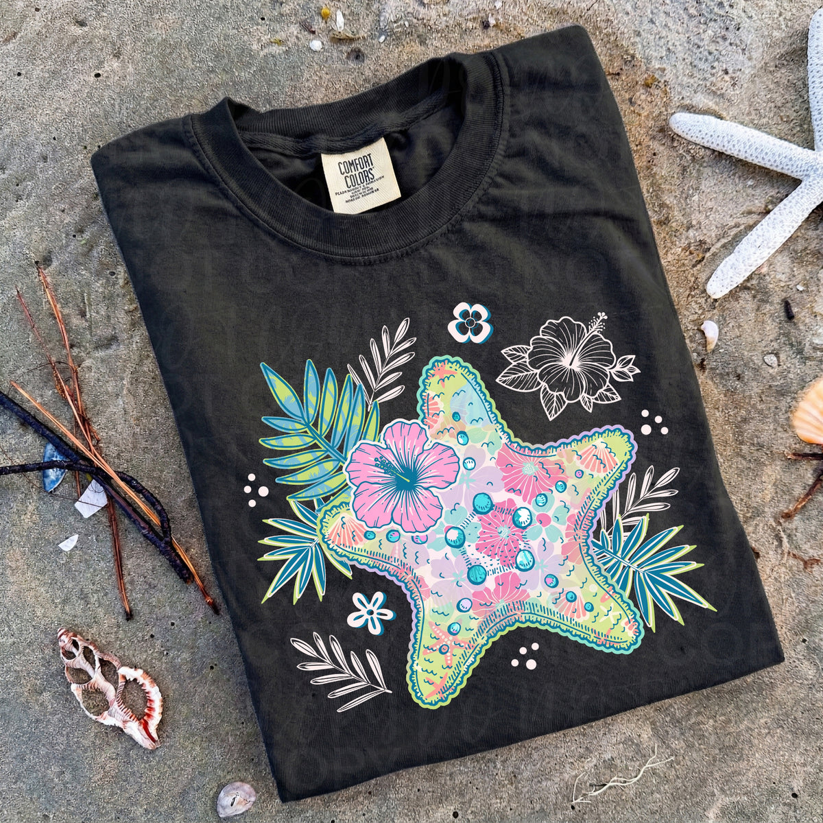 Floral Starfish (pastel) (UAC) DTF Transfer