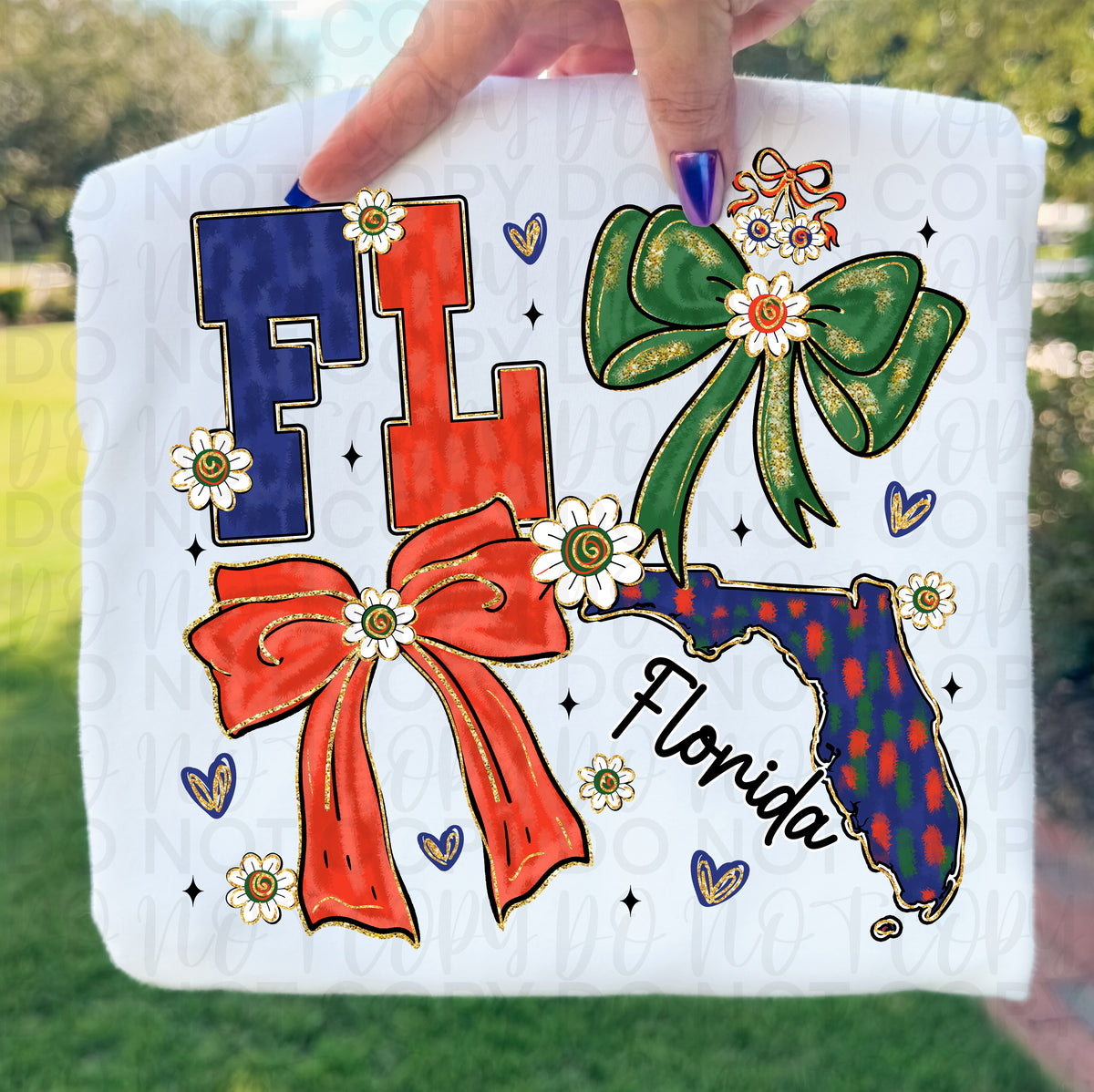 FL (green and orange bows) (UAC) DTF Transfer