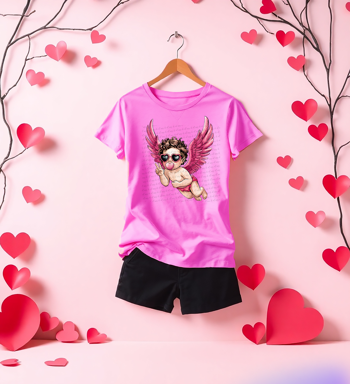 Flying Cupid Peace Blowing Bubblegum 76640 DTF Transfer