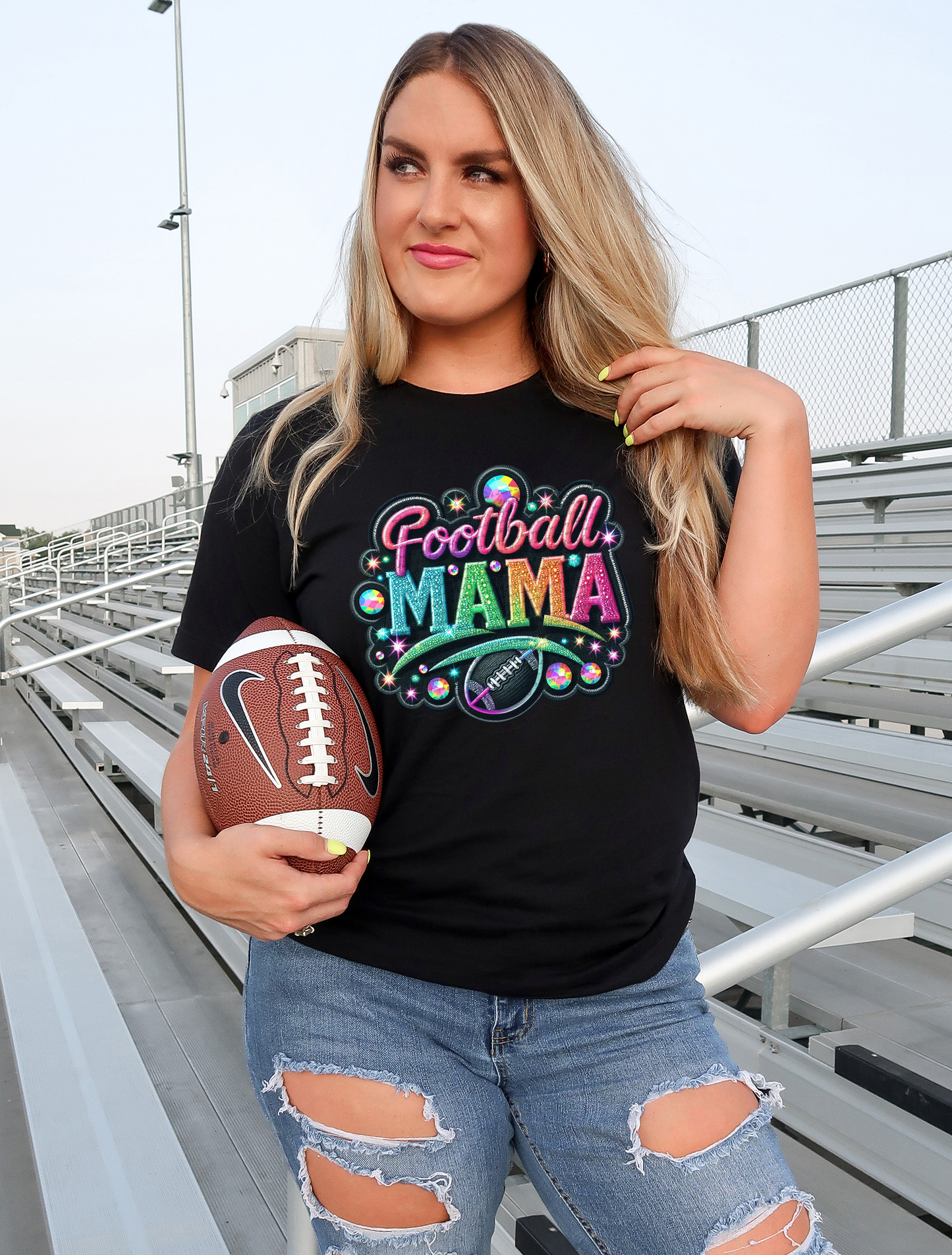 Football Mama Rhinestone Sparkle 46238 DTF transfer