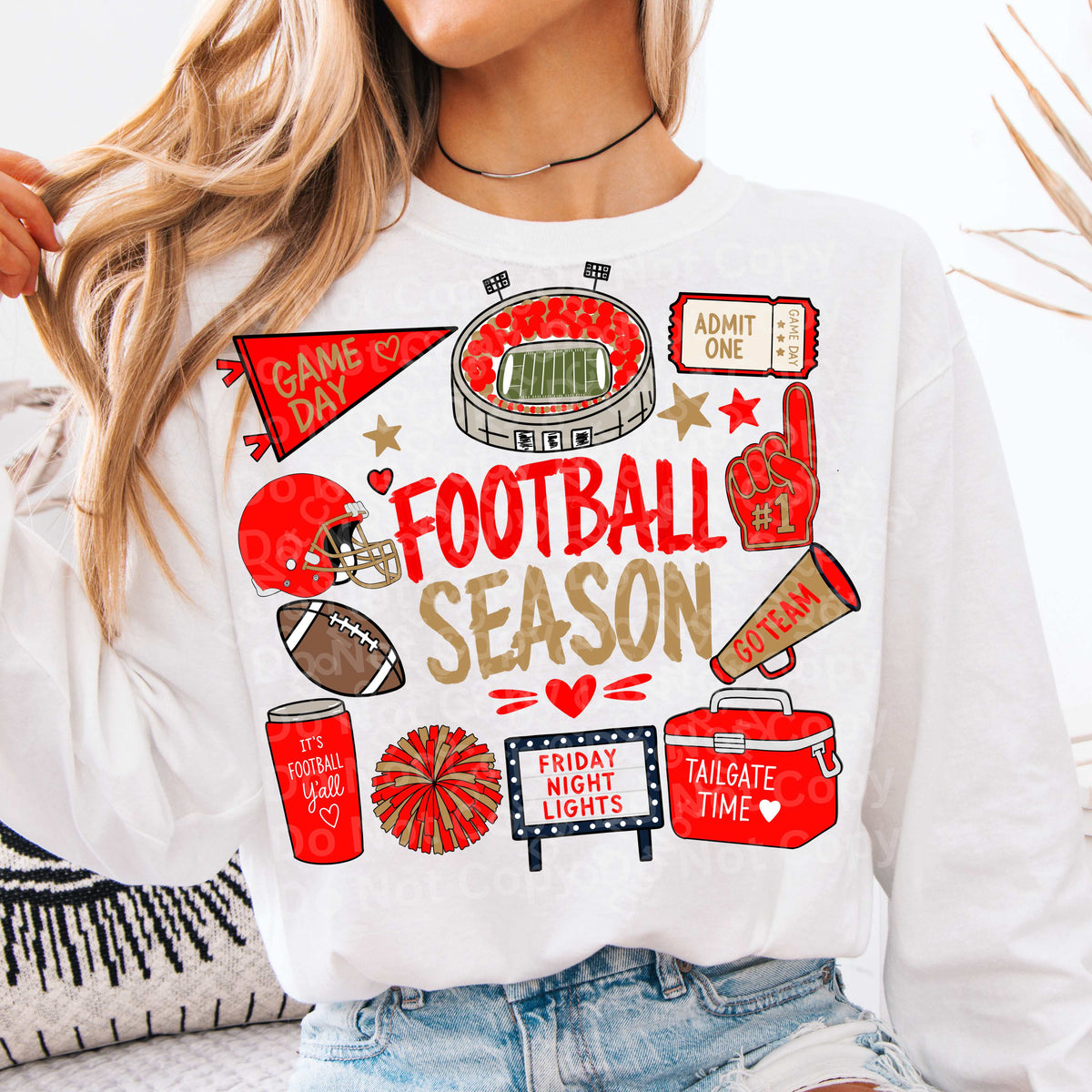 Football season collage red and gold (Irene) DTF Transfer