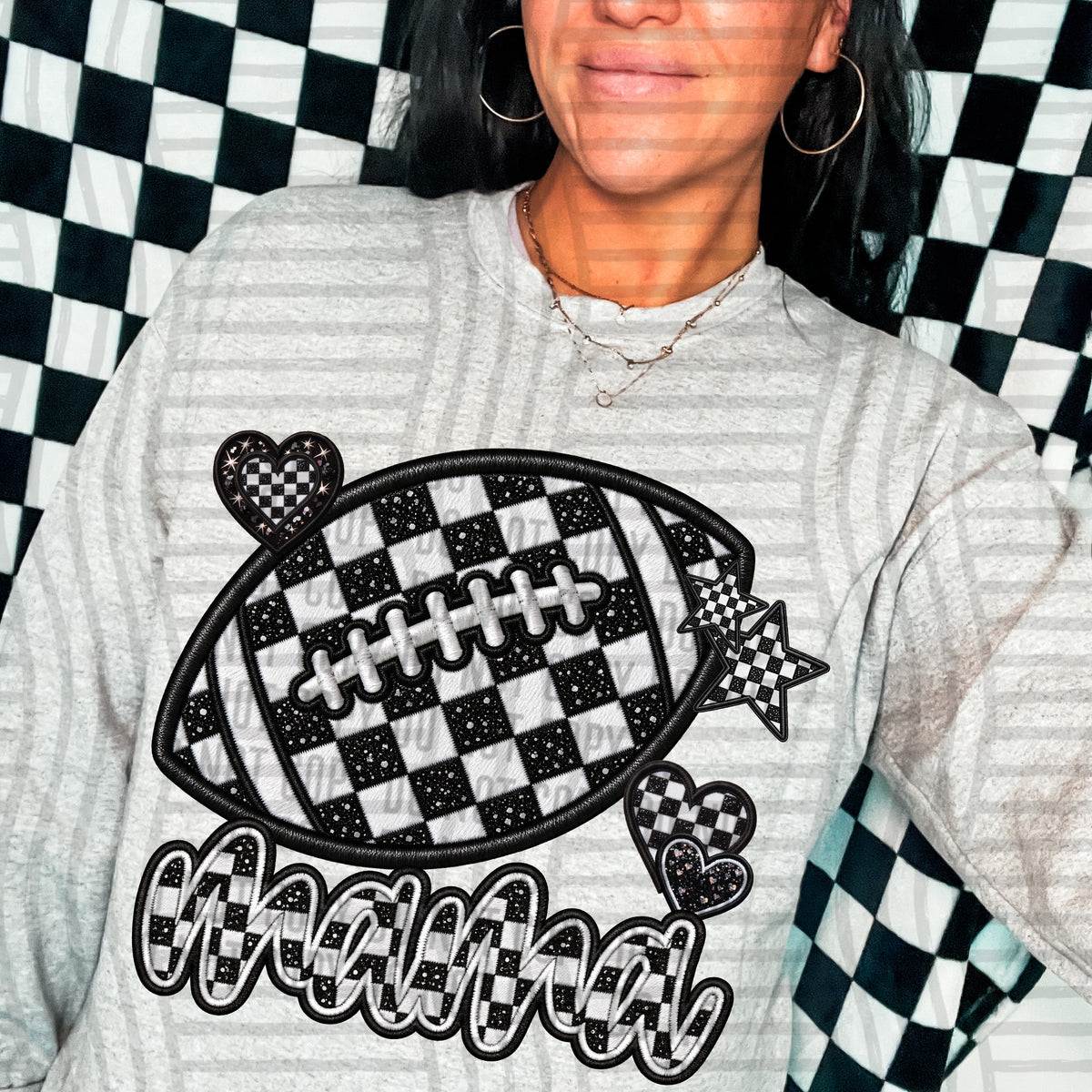 Mama with checkered Football (caplinger) DTF Transfer