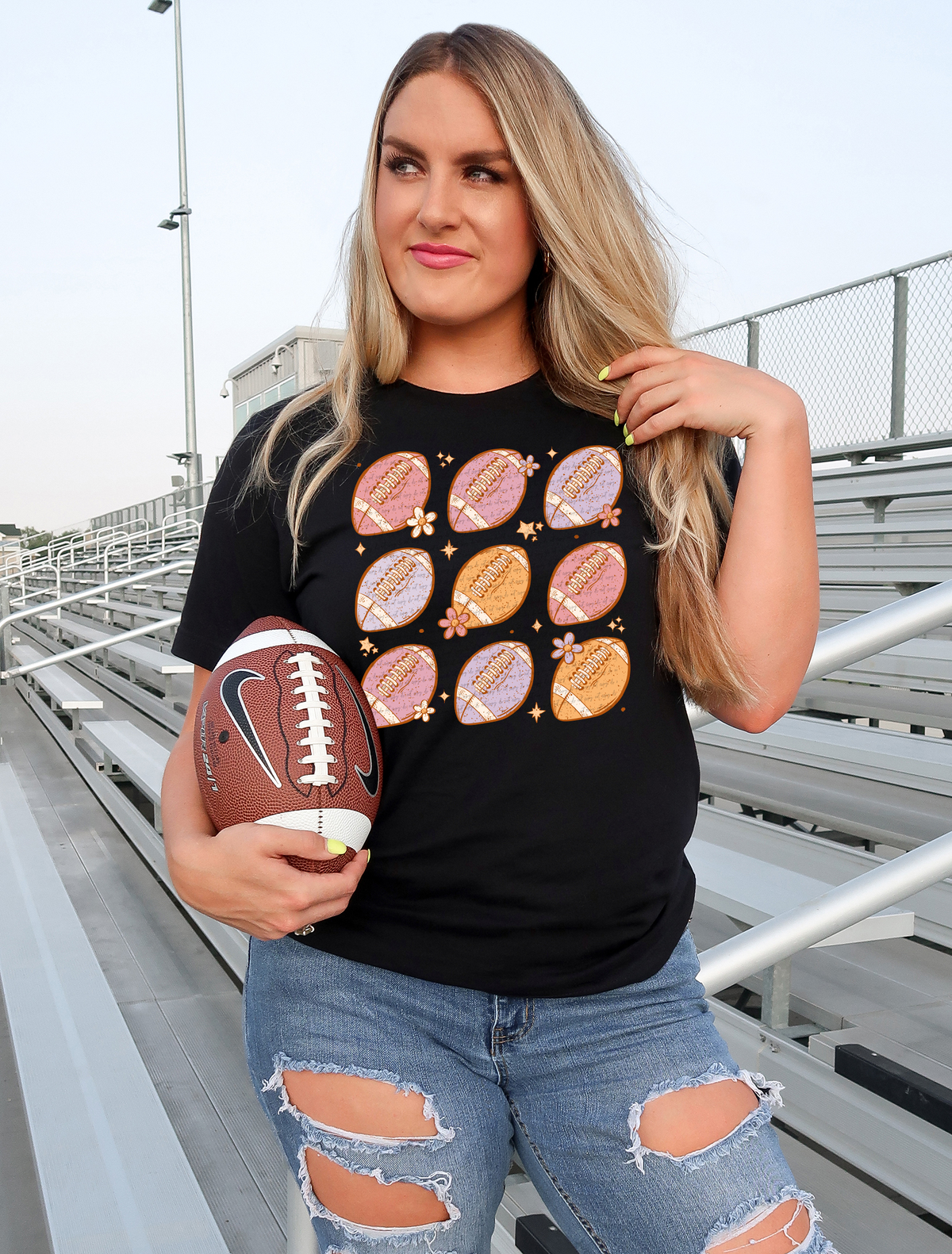 Footballs Floral Grid Speckled 89097 DTF Transfer