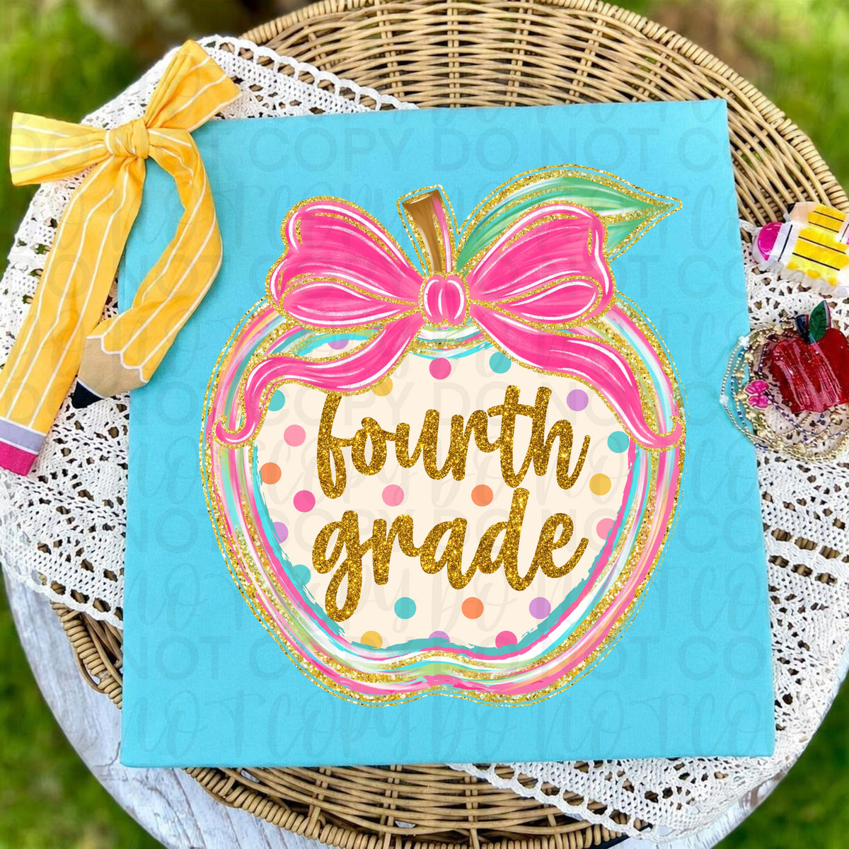 Fourth grade polkadot apple (UAC) DTF Transfer