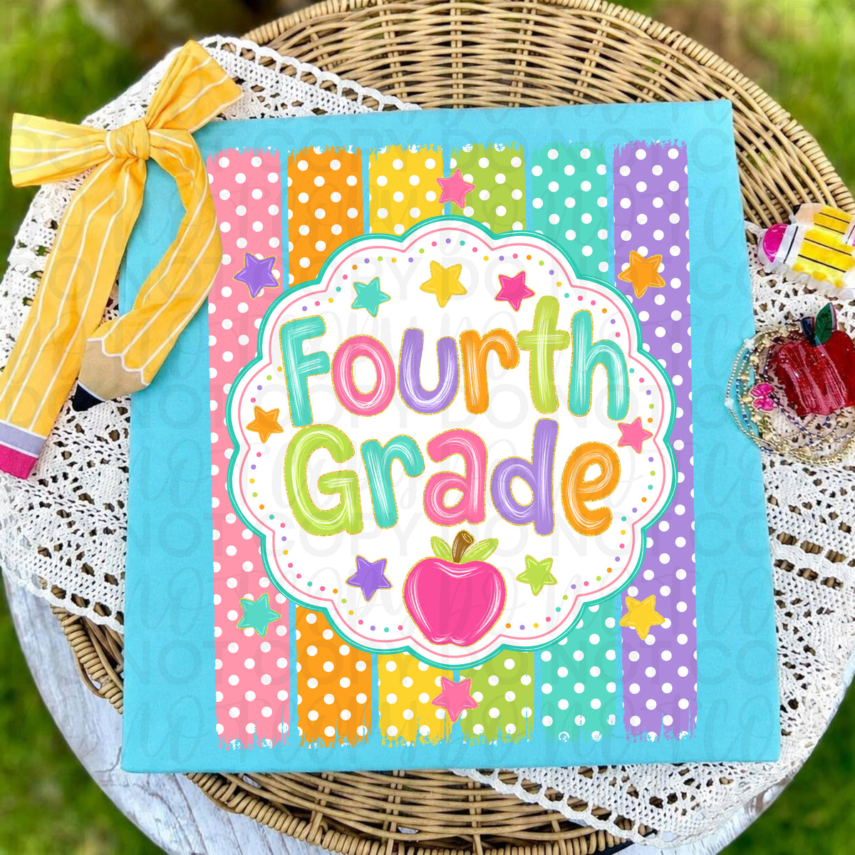 Fourth grade polkadot stripes (UAC) DTF Transfer