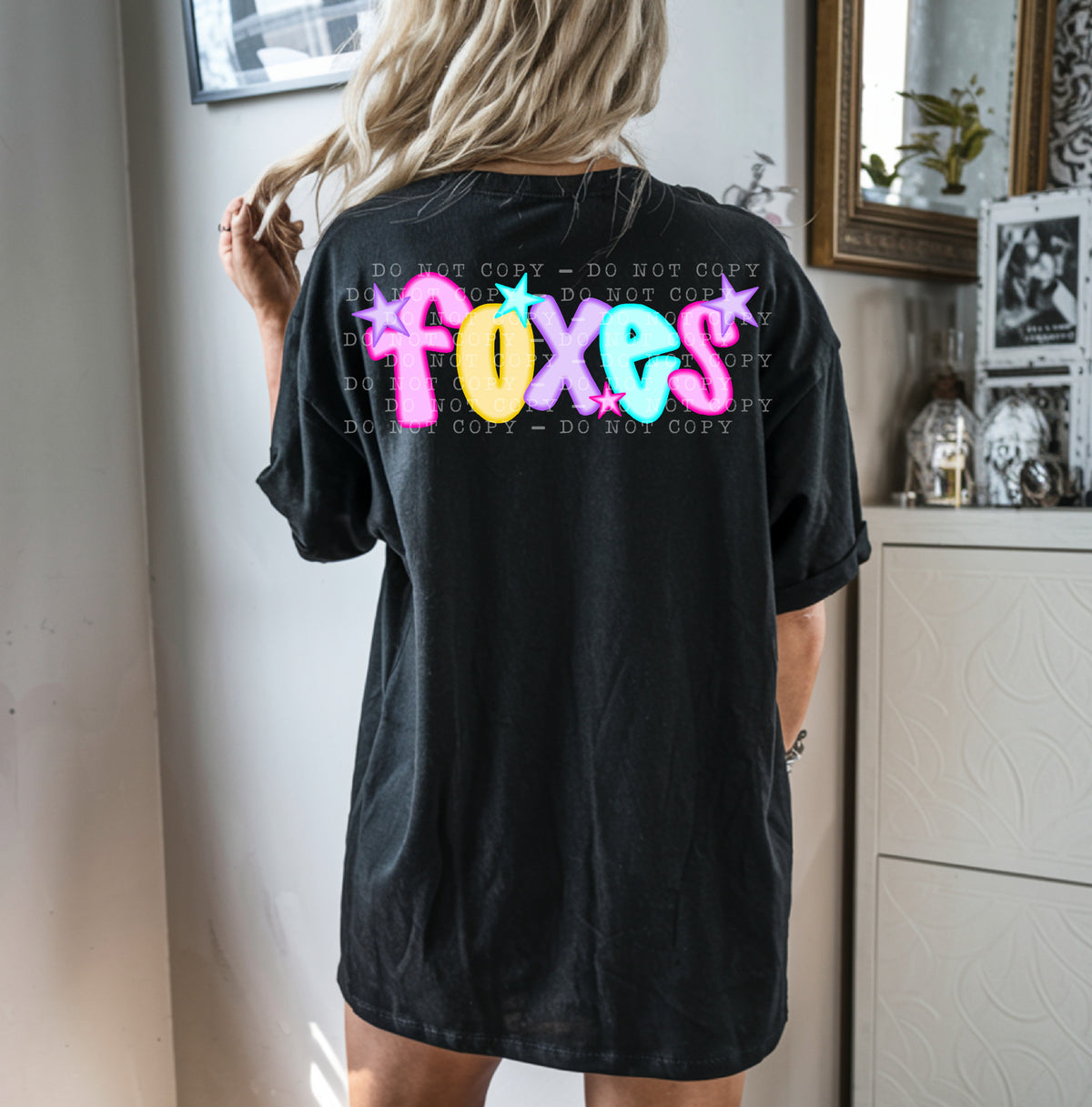 Foxes With Stars - Neon 104744 DTF transfer