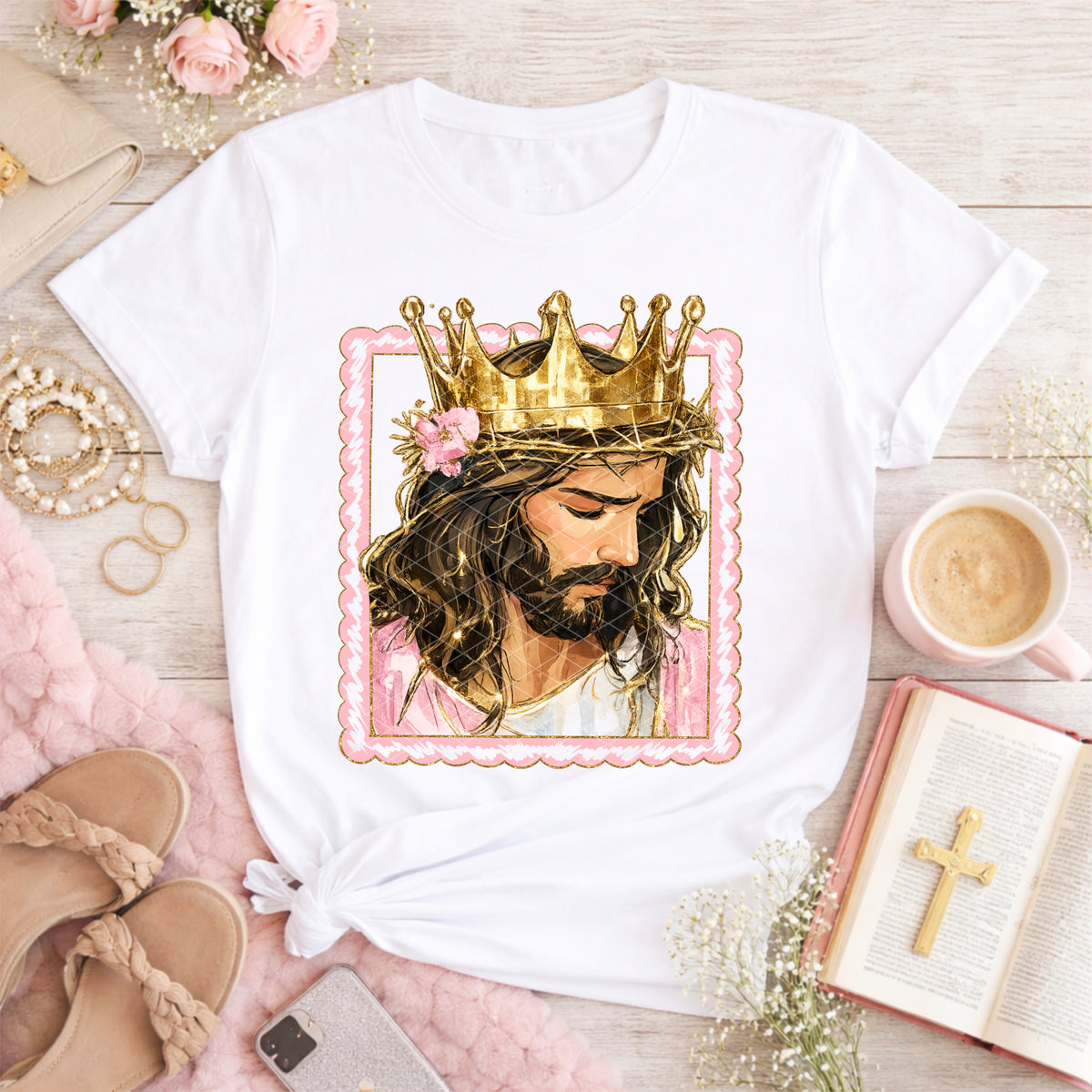 Jesus in pink frame (SDD) DTF Transfer