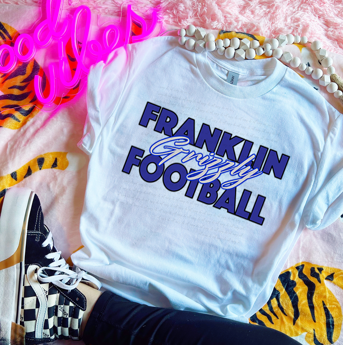 Franklin Grizzly Football Blue Font 114574 DTF transfer