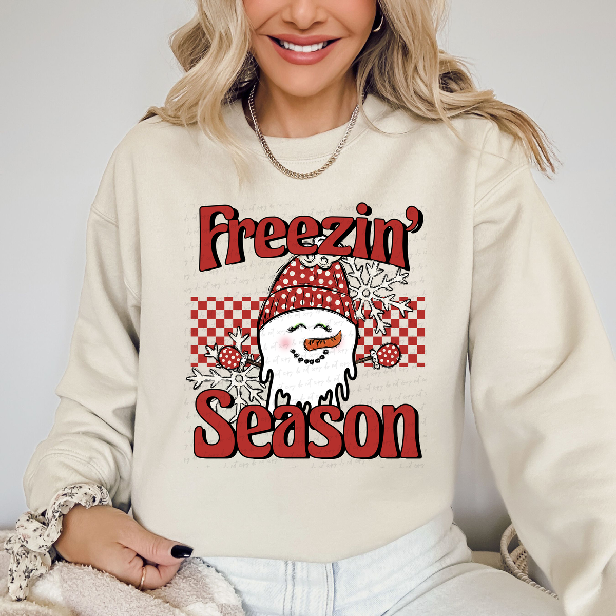 Freezin' Season Red Checkered Snowman 117046 DTF Transfer