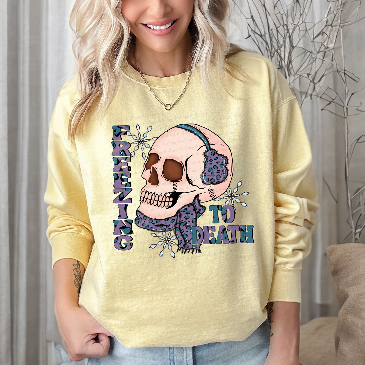 Freezing To Death Skull 117048 DTF Transfer