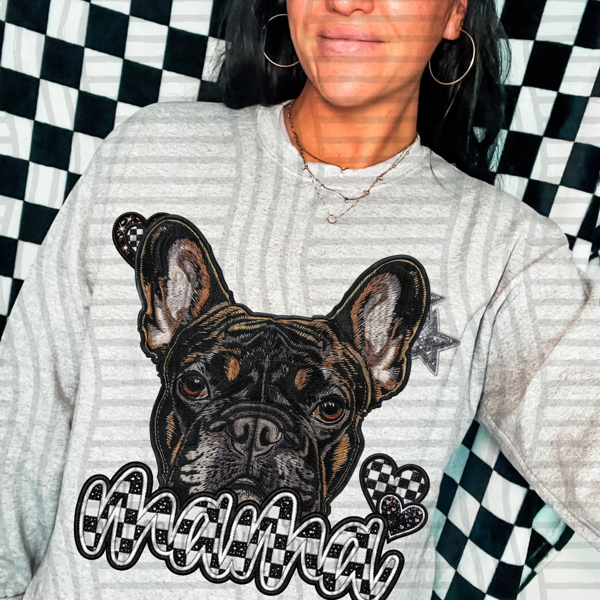 French bulldog 1 mama checkered font (DKD) DTF Transfer