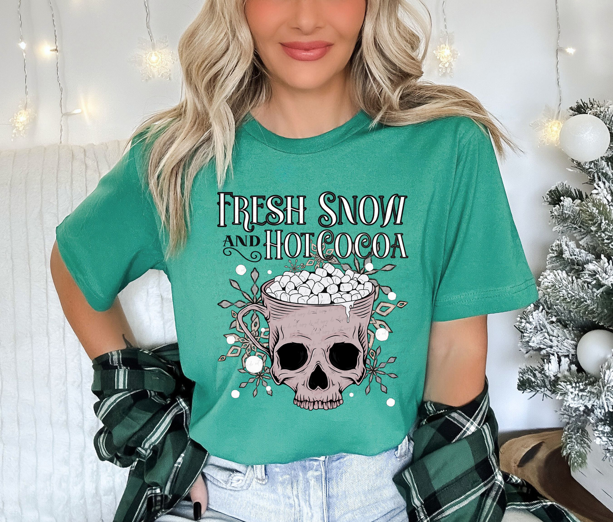 Fresh Snow and Hot Cocoa Skull Mug 116549 DTF Transfer