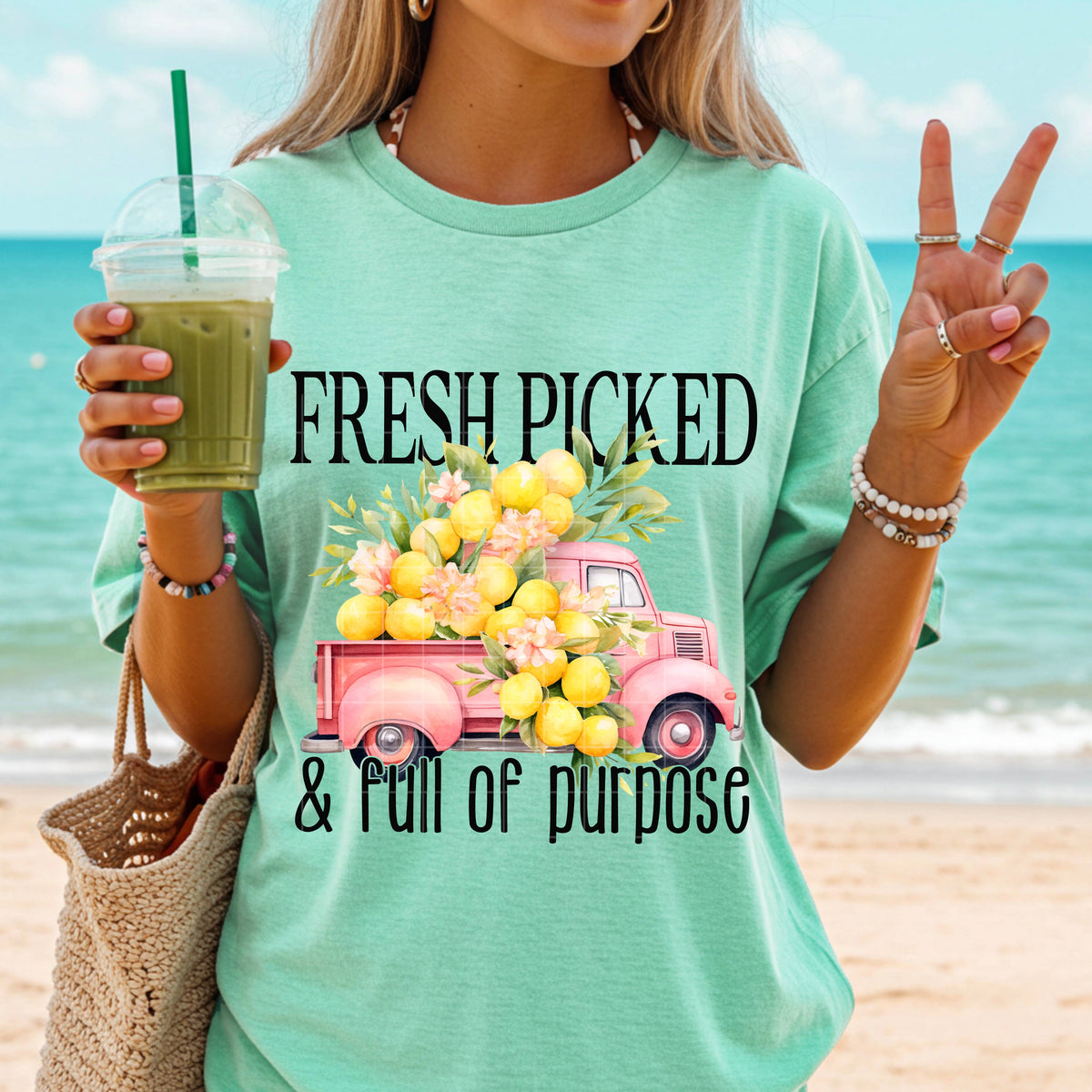 Fresh picked and full of purpose (truck w lemons) (SDD) DTF Transfer