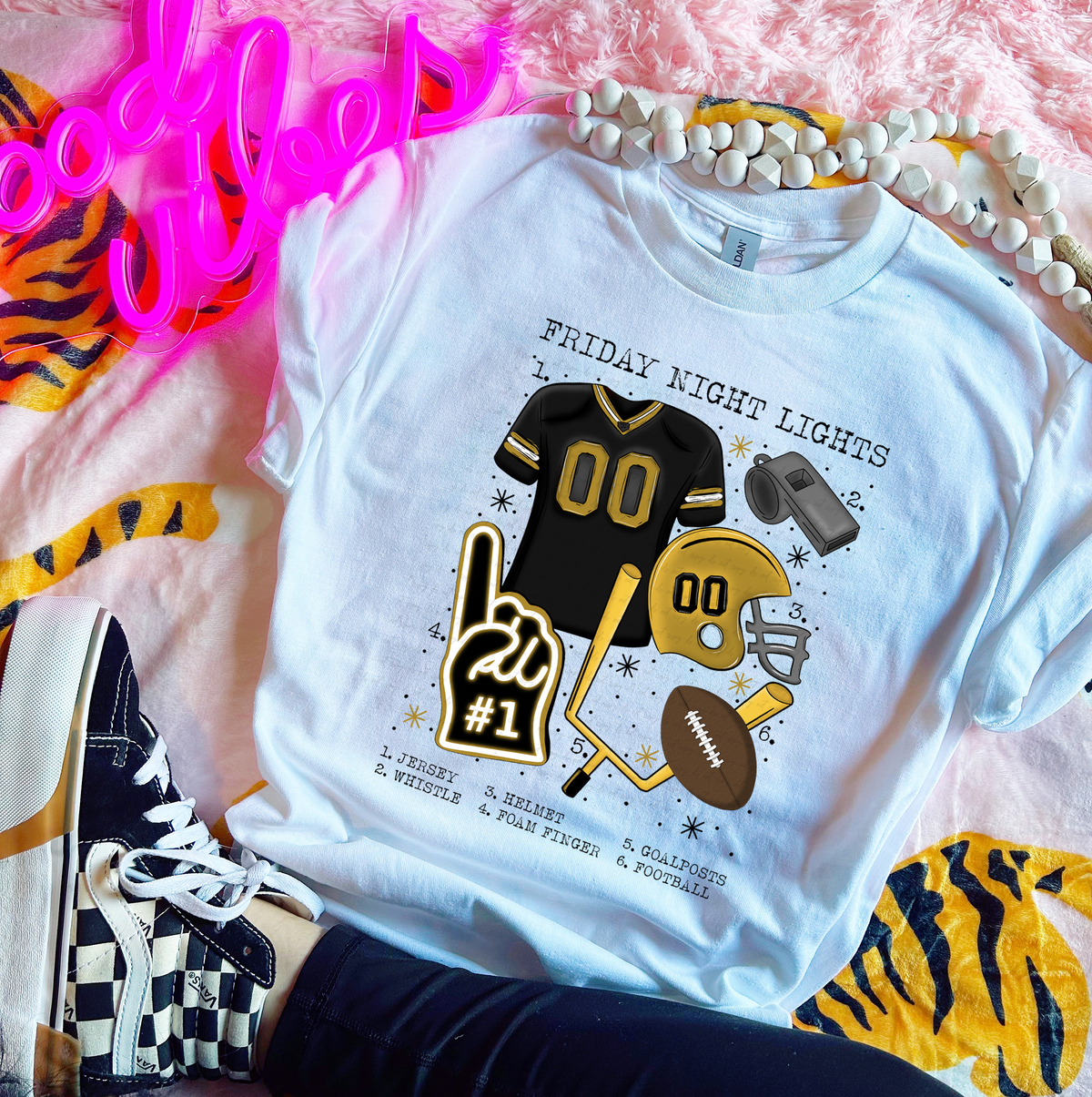 Friday Night Lights Chart Black and Gold Football 115548 DTF transfer