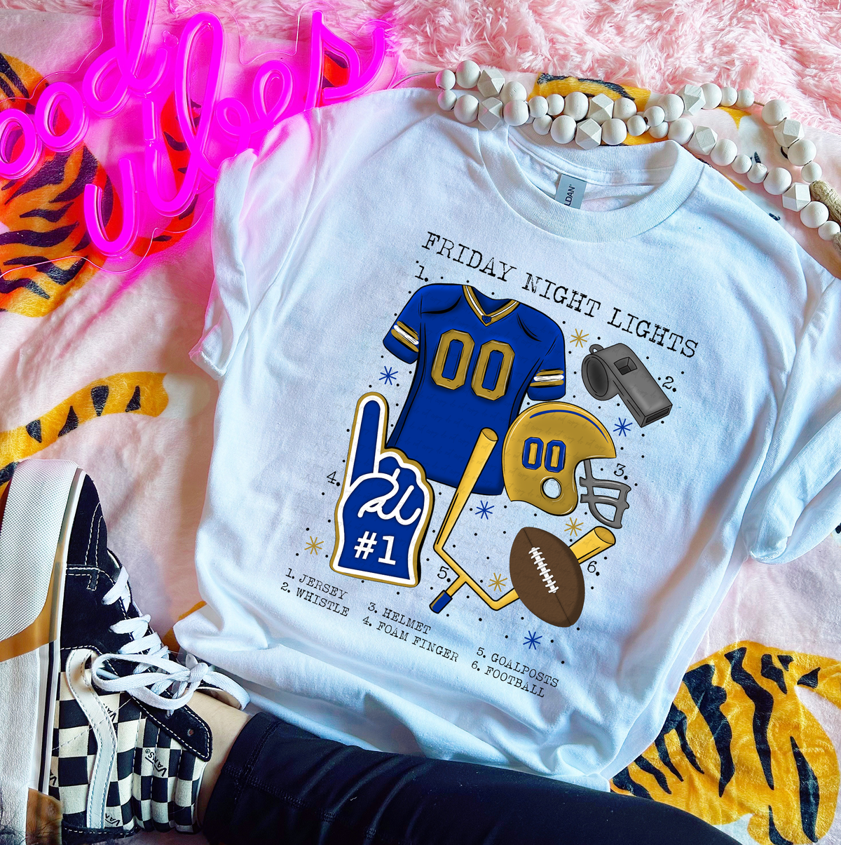 Friday Night Lights Chart Blue and Gold Football 115549 DTF transfer