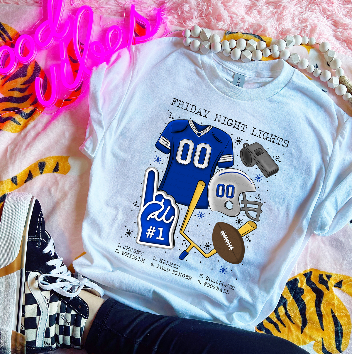 Friday Night Lights Chart Blue and White Football 115552 DTF transfer