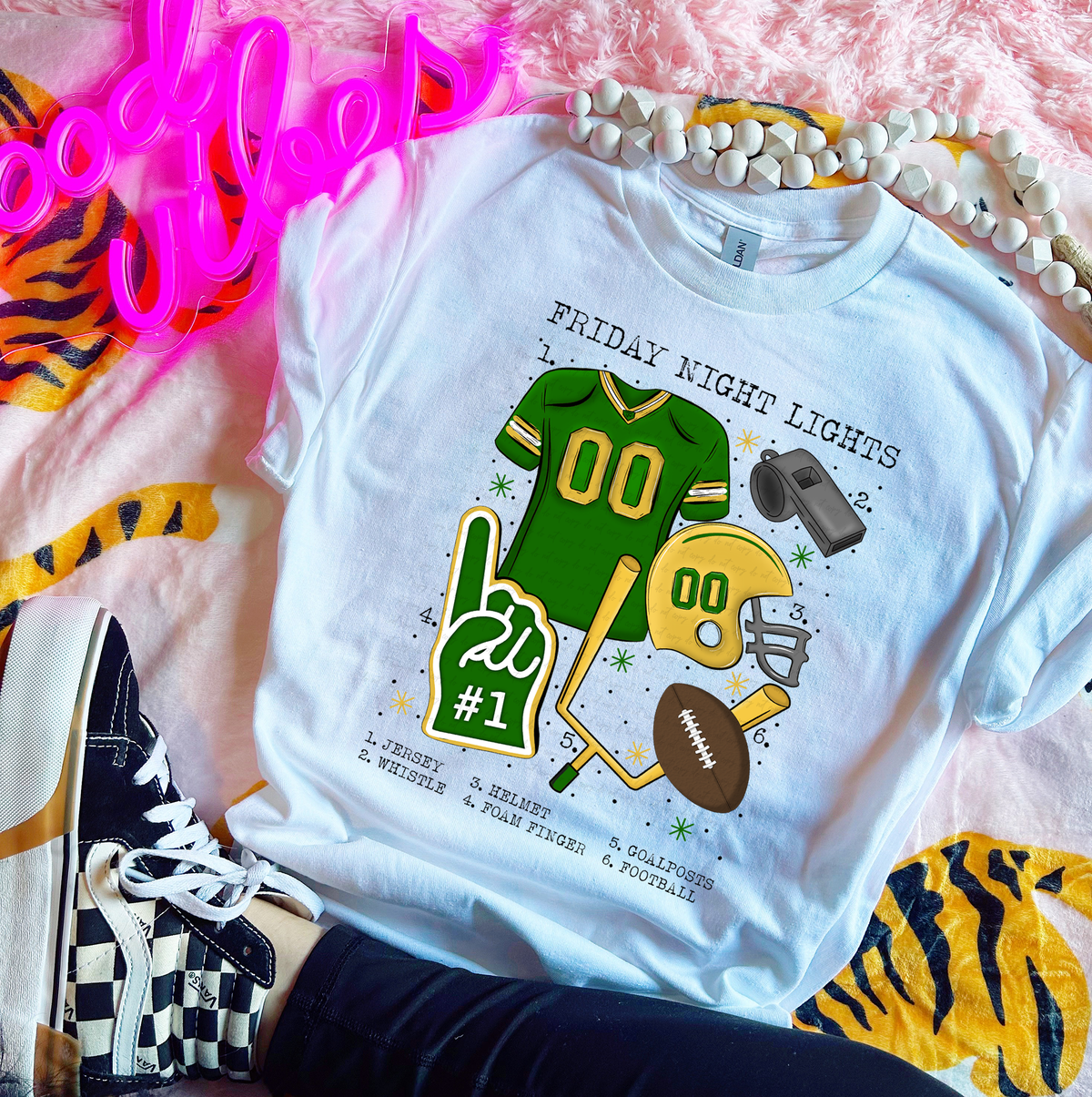 Friday Night Lights Chart Green and Yellow Football 115554 DTF transfer