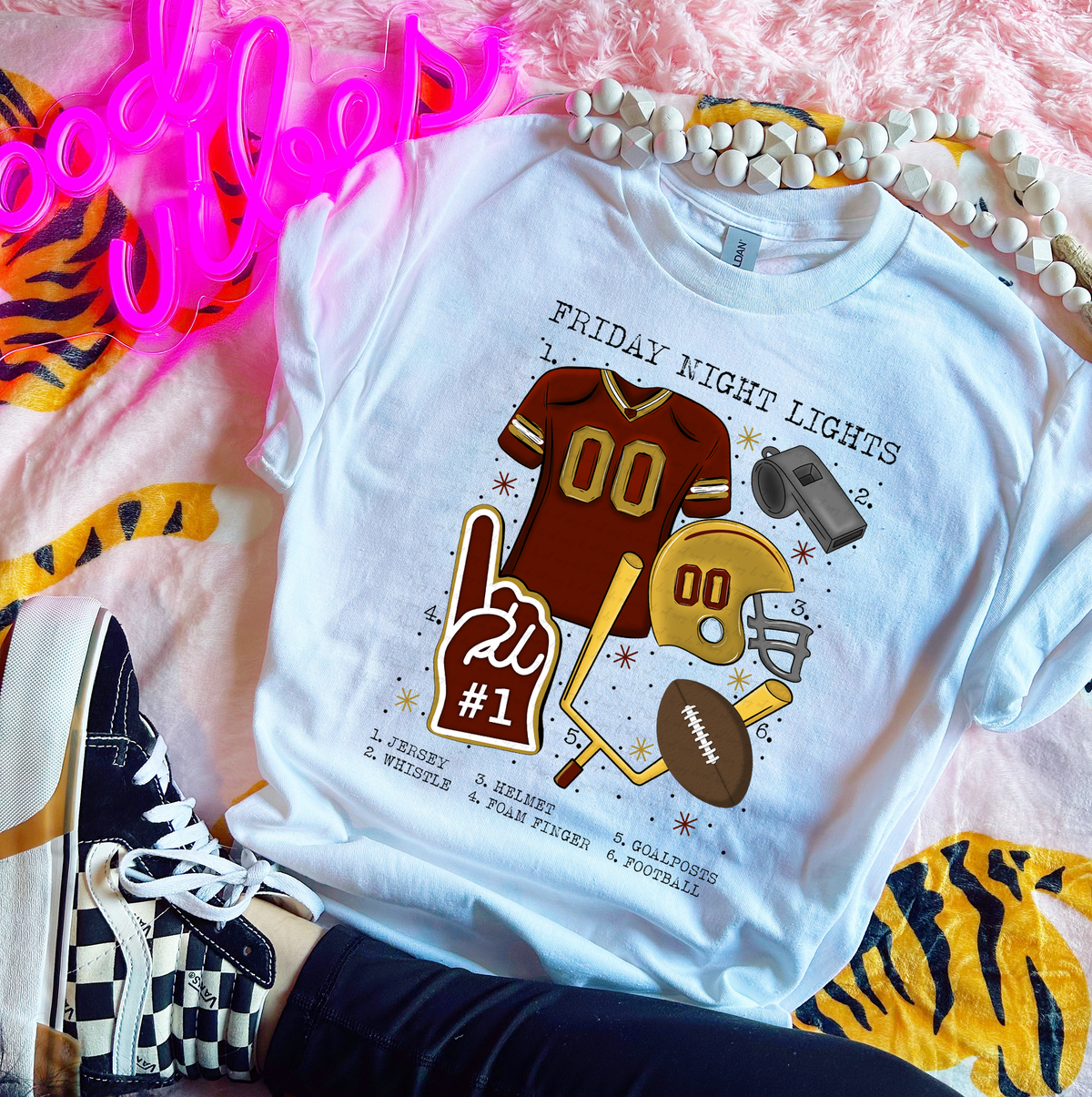 Friday Night Lights Chart Maroon and Gold Football 115555 DTF transfer