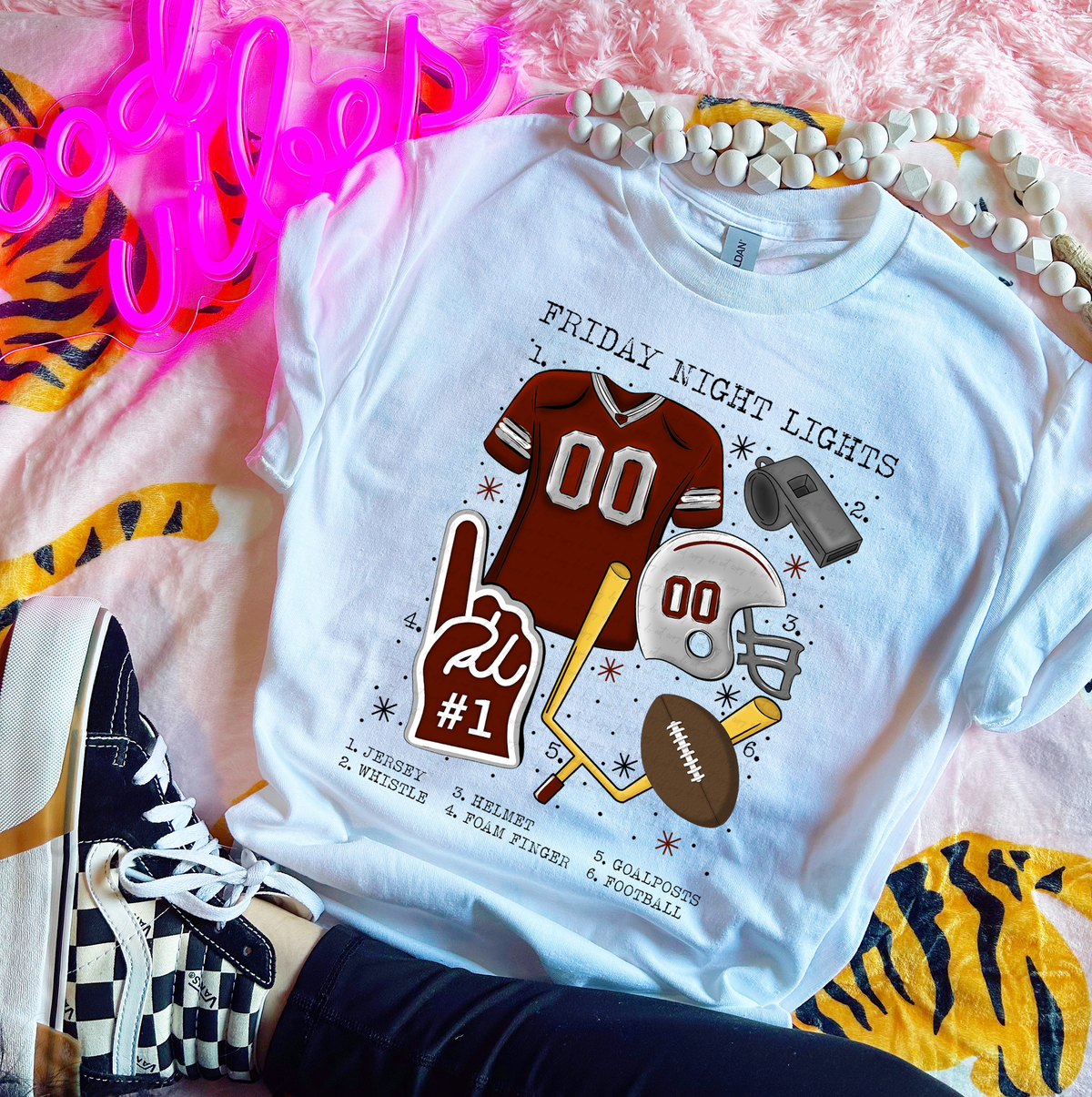 Friday Night Lights Chart Maroon and White Football 115556 DTF transfer