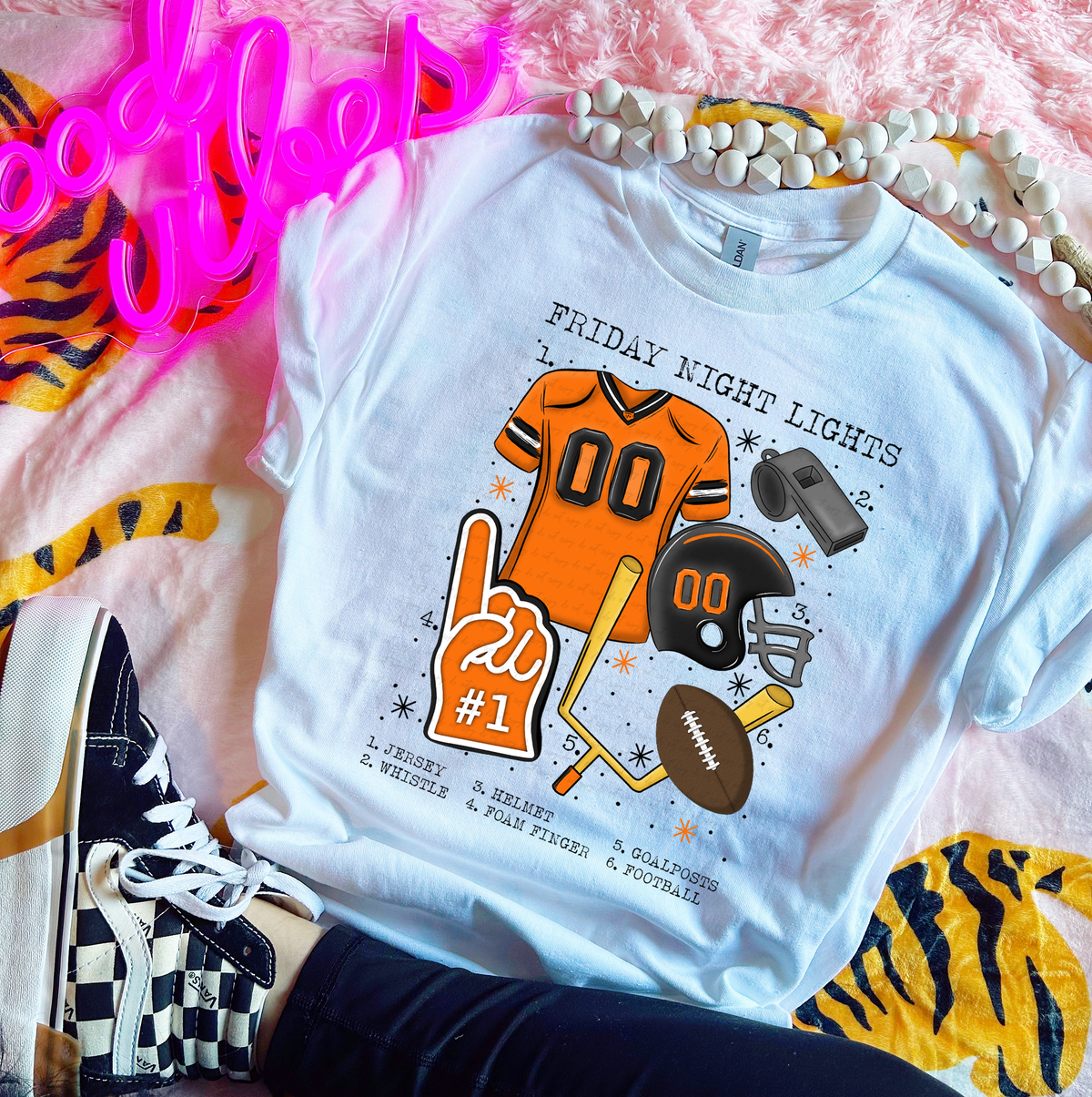 Friday Night Lights Chart Orange and Black Football 115557 DTF transfer