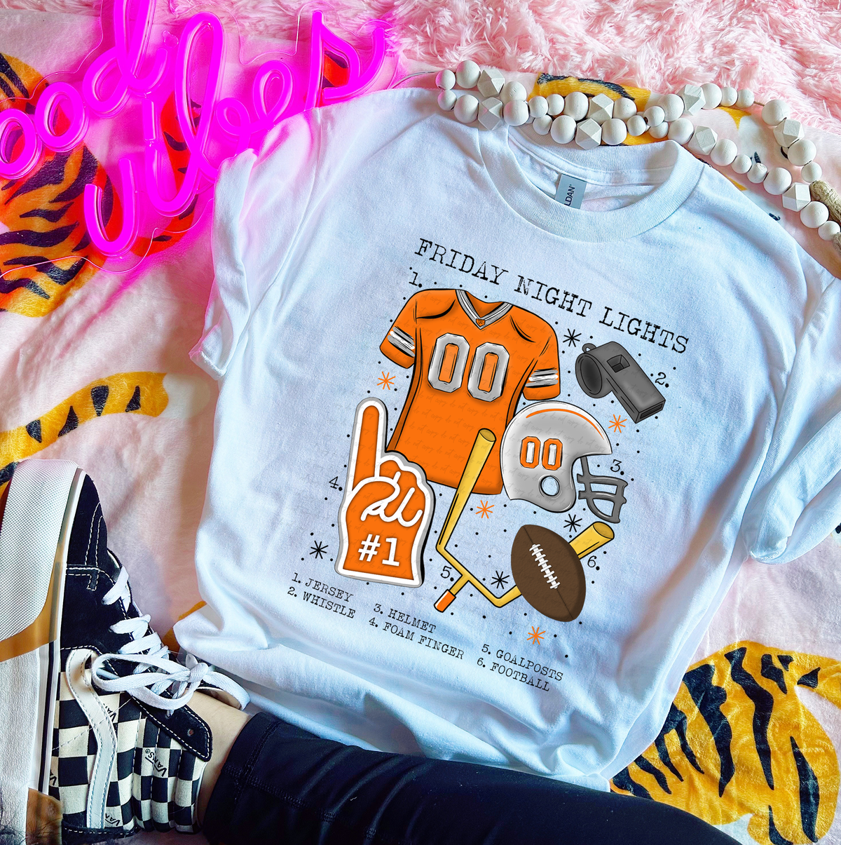 Friday Night Lights Chart Orange and White Football 115558 DTF transfer