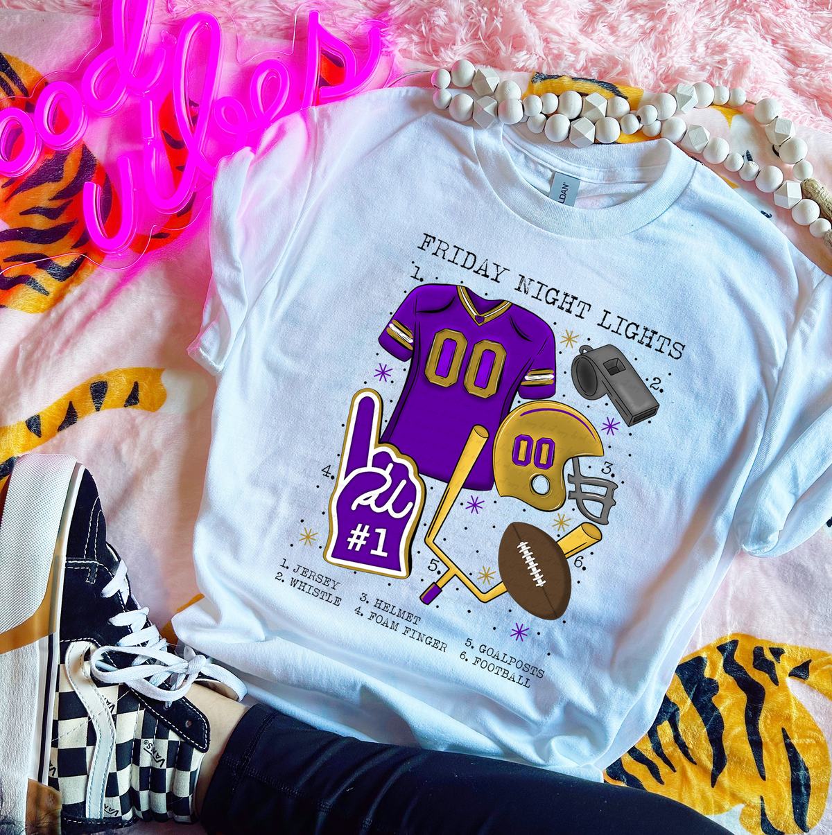 Friday Night Lights Chart Purple and Gold Football 115559 DTF transfer