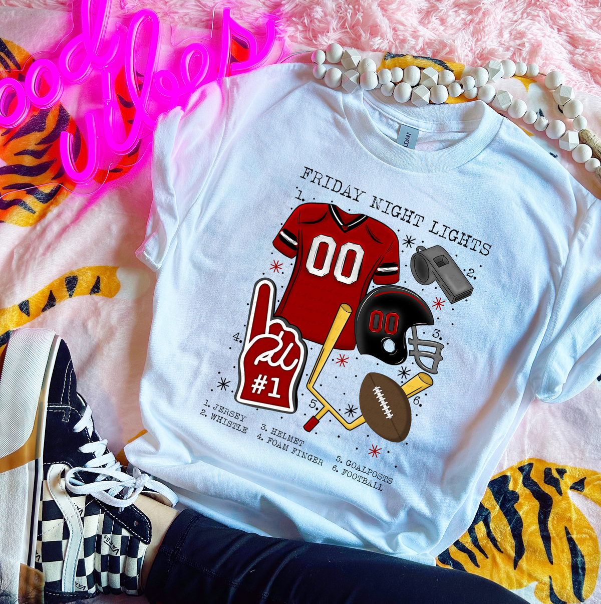 Friday Night Lights Chart Red and Black Football 115560 DTF transfer