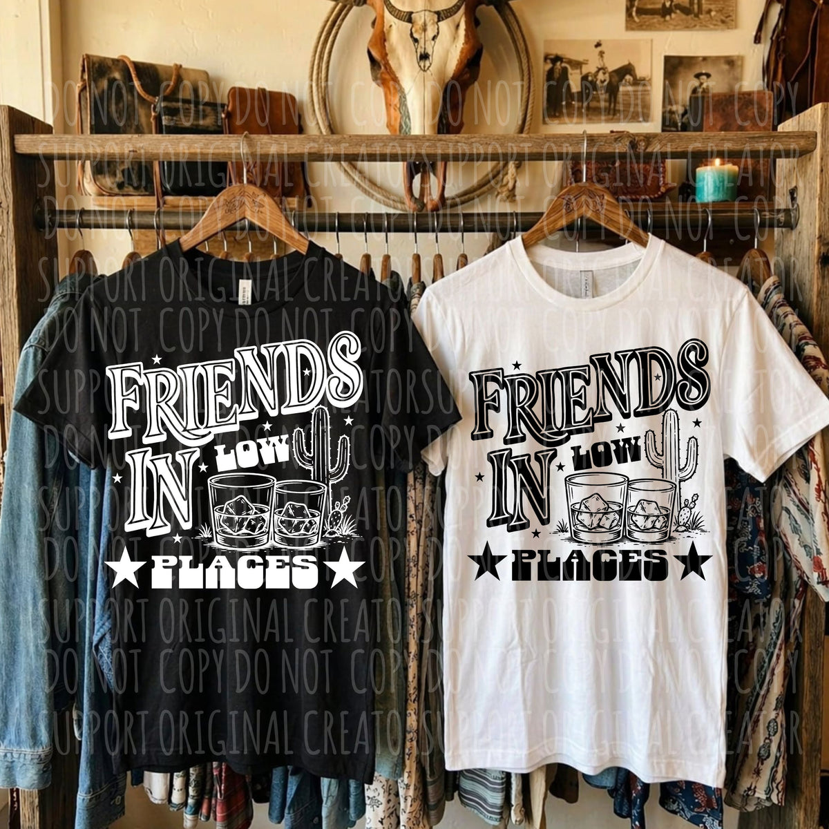 Friends in low places BLACK (Starlight) DTF Transfer