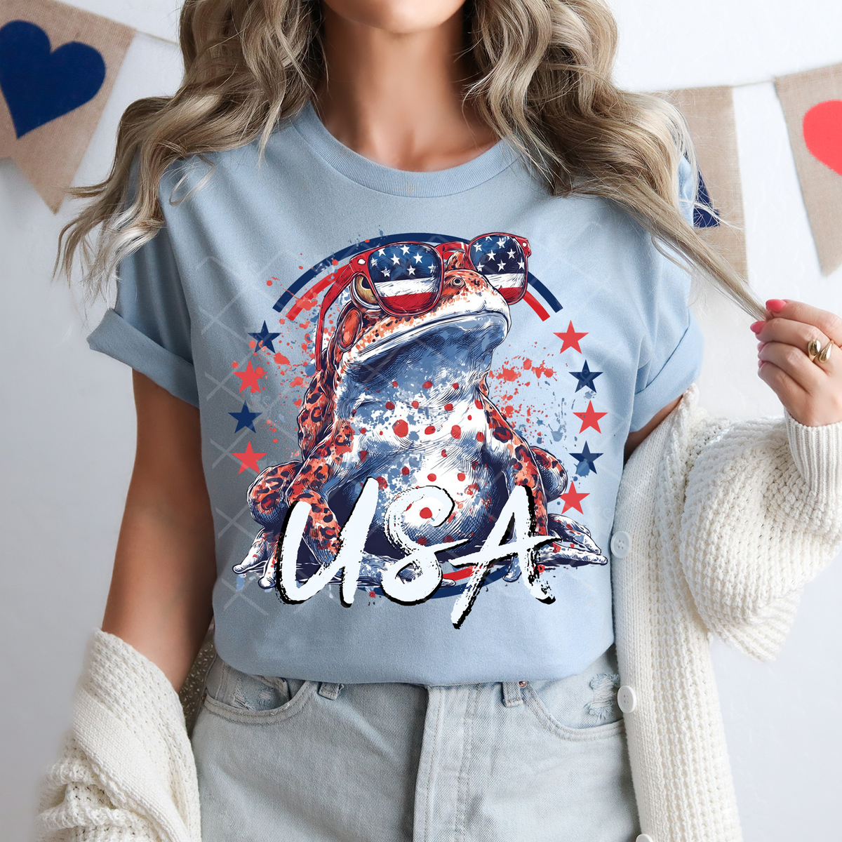 Frog patriotic circle (TTD) DTF Transfer