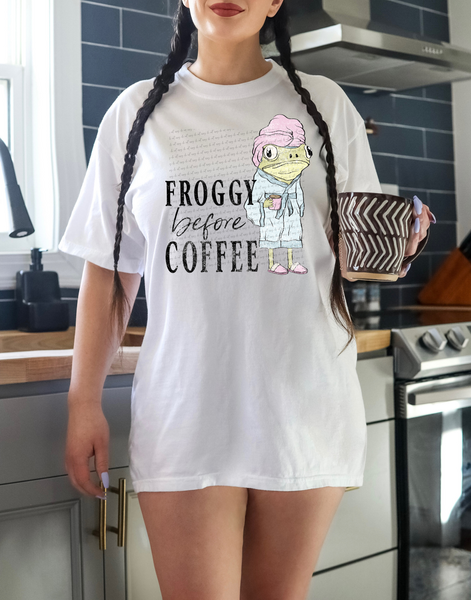 Froggy Before Coffee 74520 DTF Transfer