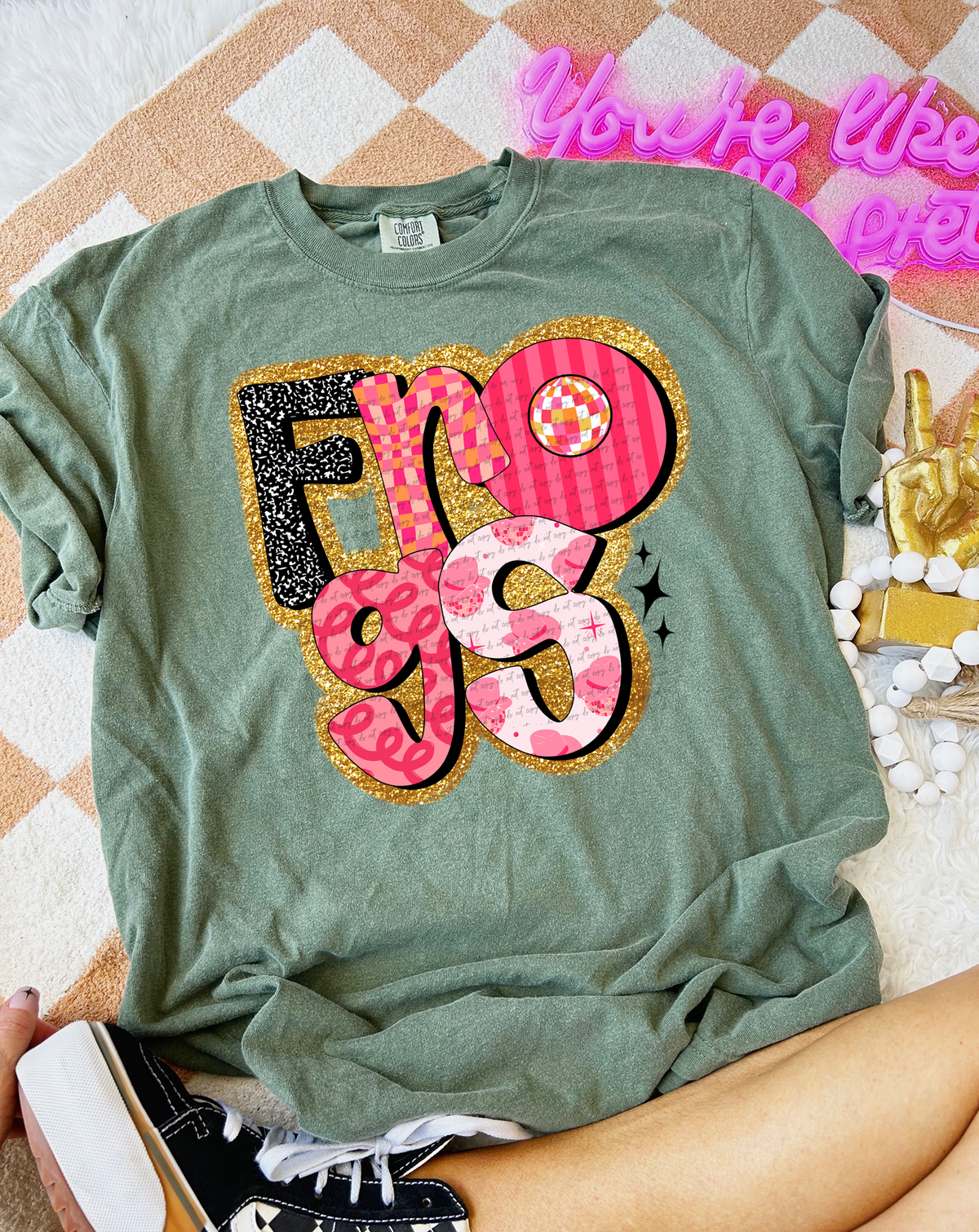 Frogs Faux Glitter Retro 51585 DTF transfer
