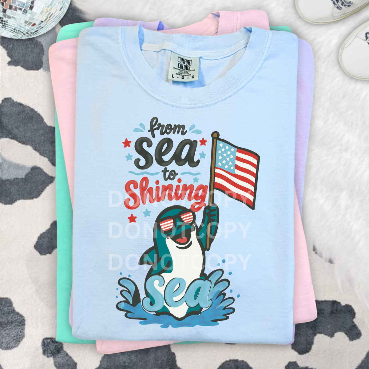 From sea to shining sea dolphin (CSG) DTF Transfer