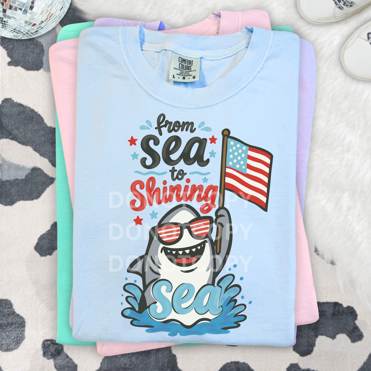 From sea to shining sea shark (CSG) DTF Transfer