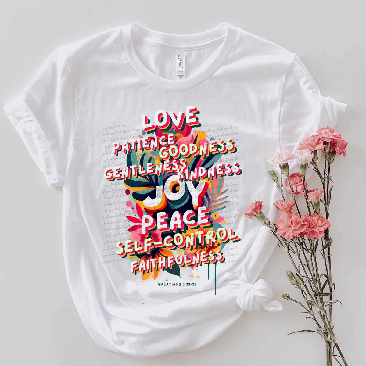 Love Patience Goodness Gentleness Kindness Joy Peace Self-control Faithfulness Galatians 5:22-23 81158 DTF Transfer