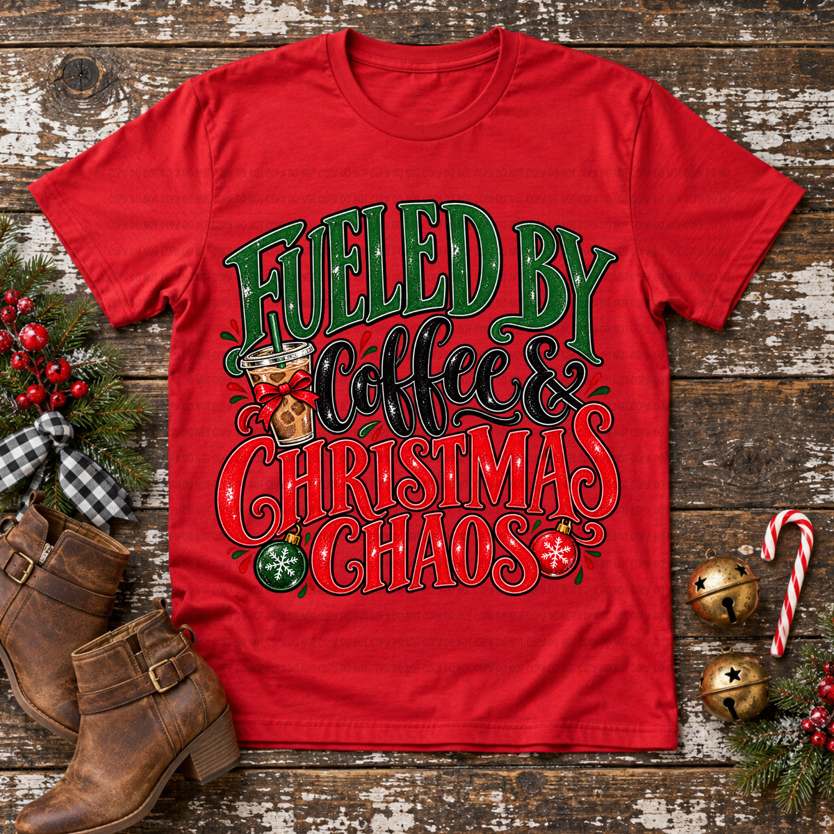 Fueled by coffee & Christmas chaos iced coffee (Revel) DTF