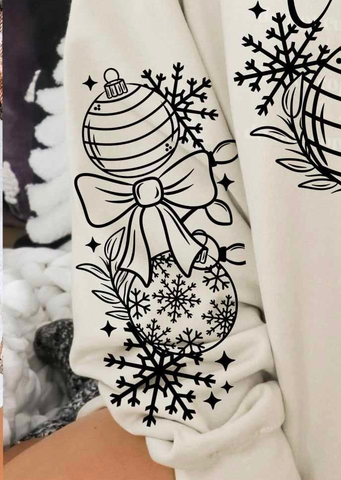 Merry Christmas ornaments BLACK sleeve (CSC) 62389 DTF transfer