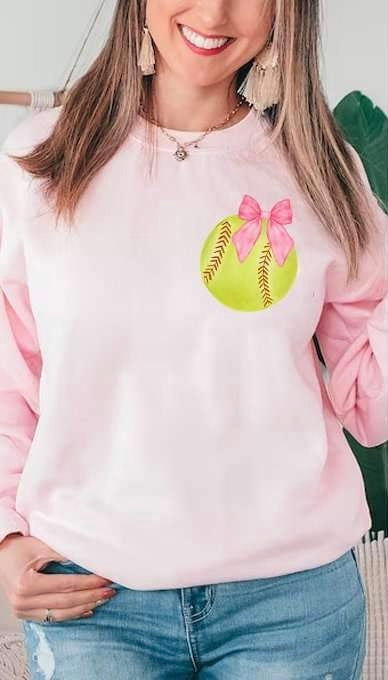 Softball with SMALL bow 25138 DTF transfer