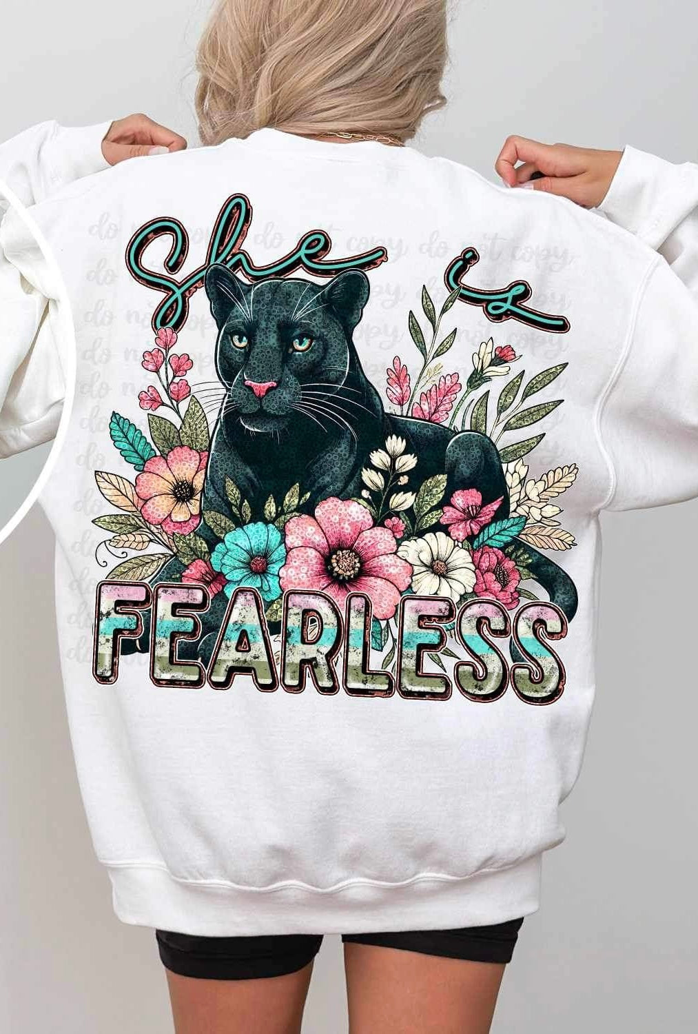 She is fearless panther florals 21970 DTF transfer