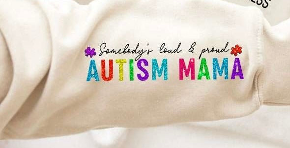 Somebody’s loud & proud autism mama sequin 27639 DTF transfer