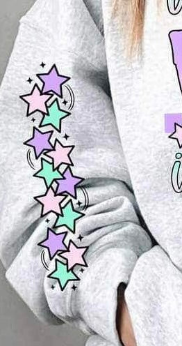 Purple, pink, and blue stars SLEEVE 17040 DTF TRANSFER