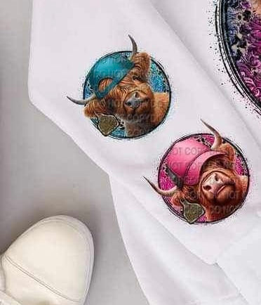 Boy and girl shaggy cow circles SLEEVE (CCC) 20721 DTF transfer