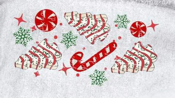 Christmas cake, peppermint, snowflake SLEEVE MMD 16749 DTF Transfer